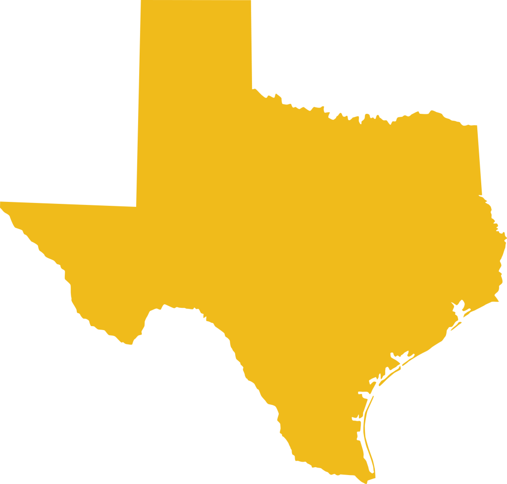 Map of the state of Texas representing our coverage area if you require a Texas Criminal Record Search.